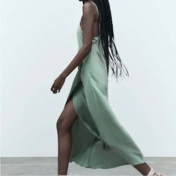ZARA Satin Midi Slip Dress - Picture 5 of 7